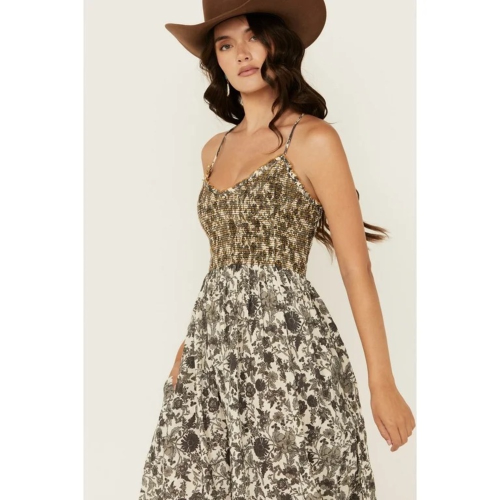 $350 FREE PEOPLE Sweet Nothings Floral Print Strap Midi Dress Small